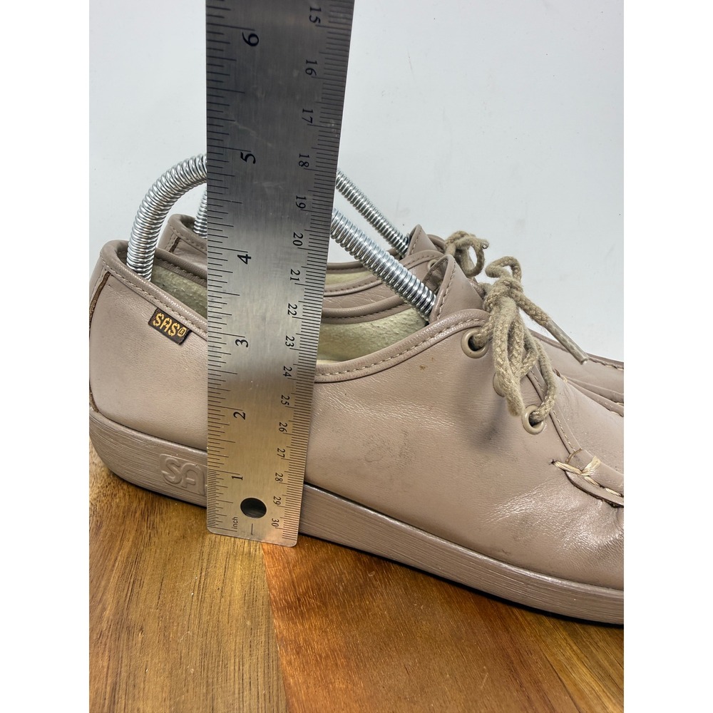 SAS Siesta Women‎ 11 S Taupe Leather Lace Up Moc Toe Comfort Loafers Made in USA - Picture 8 of 8